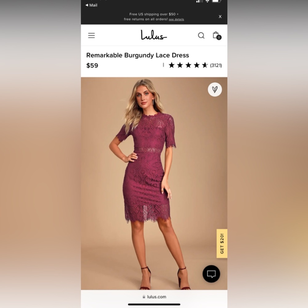 Lulus wine colored lace cocktail dress . New with tags never worn.